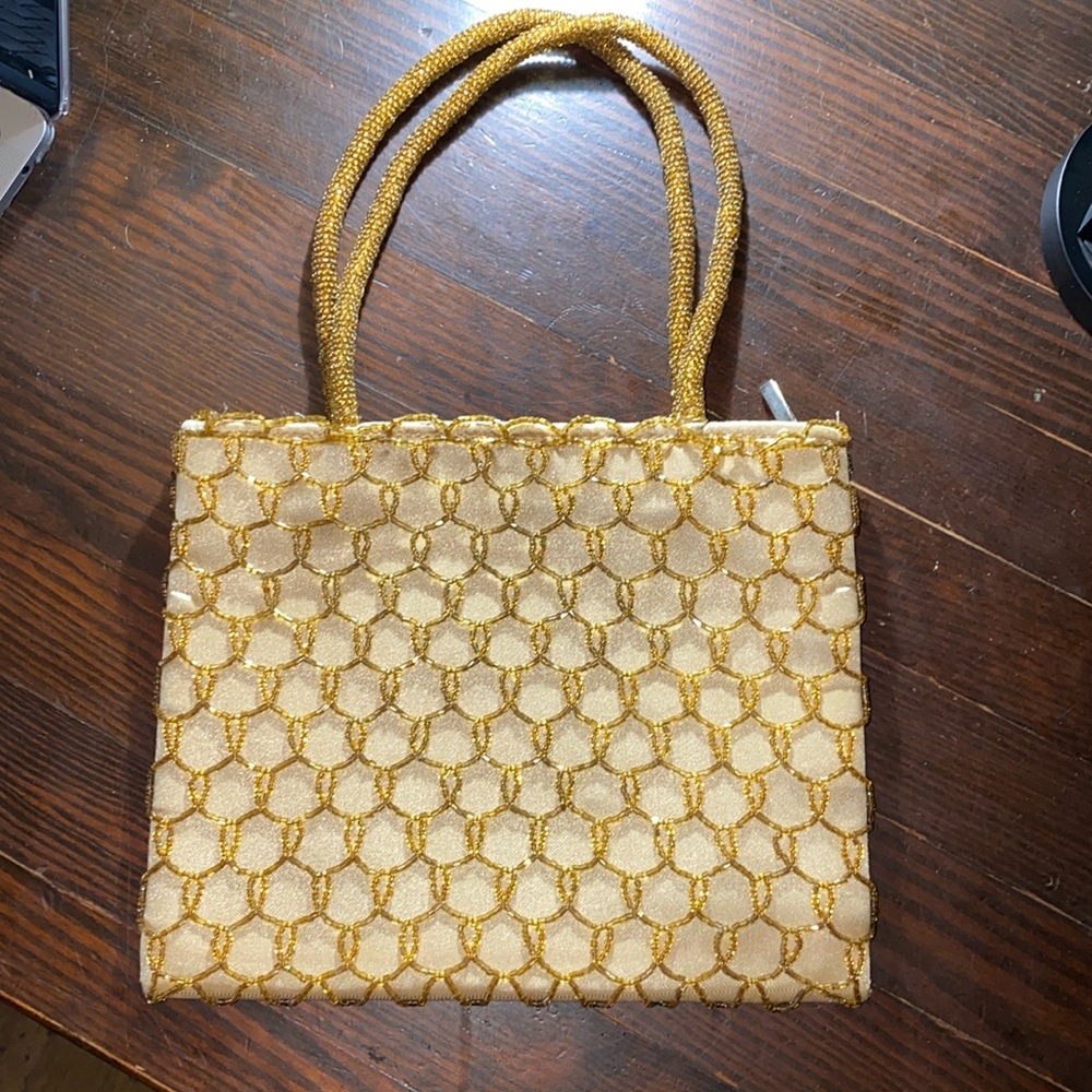Vintage Bijoux Turner Beaded Handbag Gold